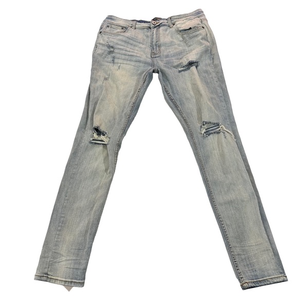 Serenede Other - Serenede Serenity Prayer Men Light Wash Jeans Sz 36x32 Ripped Whiskered Denim